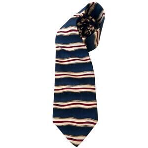 Efenzo Fellini handmade silk tie stripes red white blue neck tie classic…